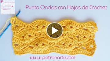 Punto de Crochet Ondas con Hojas