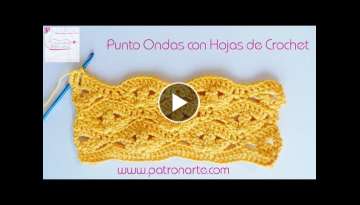 Punto de Crochet Ondas con Hojas