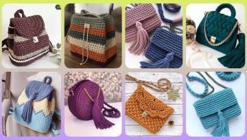 Crochet hand knitting bag design for ladies