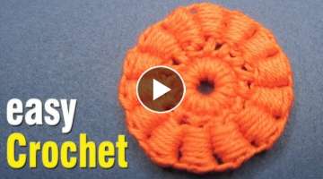 How to Crochet a Puff Stitch Flower Motif.