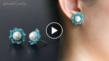 Simple and super easy to make beaded stud earrings. Beading tutorial