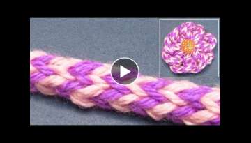 How to Crochet 3-stitch multicolor I-cord for beginners and make a simple flower.
