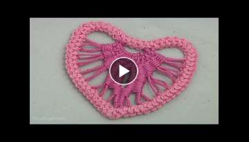 Crochet Heart Keychain in Needlepoint