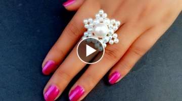 How To Make / Finger Ring / Pearl Ring Making