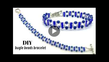How to make beaded bracelet with bugle beads. Beading tutorial