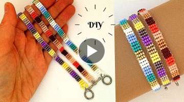 You can make this beading pattern in 10 minutes. Seed beads bracelet tutorial.