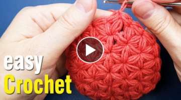 Easy Crochet: How to Crochet Star (Jasmine) Puff Stitch in the round for beginners.