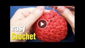 Easy Crochet: How to Crochet Star (Jasmine) Puff Stitch in the round for beginners.