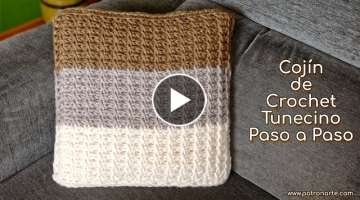 Cómo Tejer un Cojín de Crochet Tunecino Paso a Paso