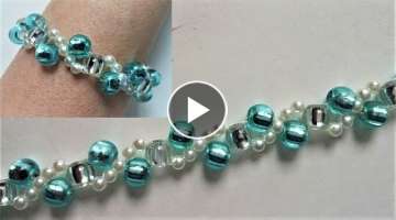 Beading tutorials for beginners. How to make a bracelet using pony beads and pearl beads