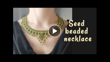 Simple beaded necklace with seed beads. Beading tutorial