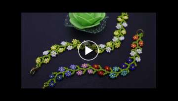 Beaded Daisy Chain Bracelet Tutorial// Flower Bracelet Tutorial// How To Make Beaded Bracelet