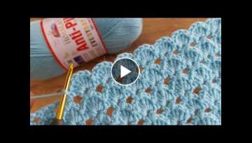 Easy Crochet Baby Blanket Pattern for Beginners Knitting - Tığ işi bebek battaniyesi örgü mo...