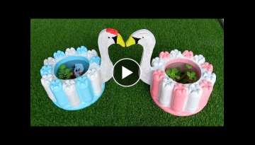 DIY duck shape flower pot from Plastic Bottles And Concrete