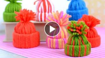 How to Make a Mini Yarn Hat Ornament 