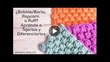 Aprende Diferenciar los Puntos Bobble, Popcorn y Puff | Aprende Crochet Paso a Paso #crochet