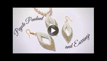 Folded Peyote Pendant and Earrings. DIY Beading Tutorials. Jewelry Making at home. Beaded Earring...