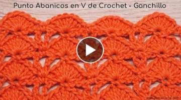 Punto Abanicos con V de Crochet - Ganchillo Paso a Paso Con Consejos para Aumentos y Disminucione...
