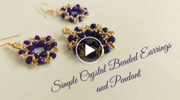 Simple Crystal Earrings and Pendant. DIY Beaded Jewelry. Beading Tutorials. Rondelle Crystal jewe...