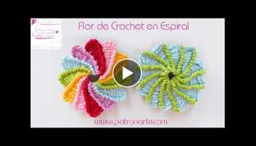 Flores a Crochet con Relieve en Espiral