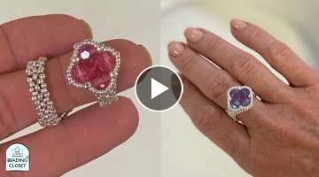 Beading Tutorial for a Beaded Ring in 3 easy steps, using Preciosa Crystals : The Clever Clover