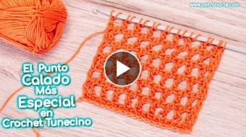 Cómo Tejer el Punto Tunecino Calado Malla de Crochet Tunecino | Un Punto Calado MUY ESPECIAL