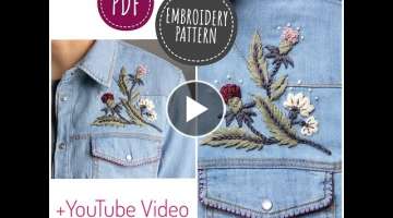 Thistle embroidery pattern. How to make embroidery on shirt