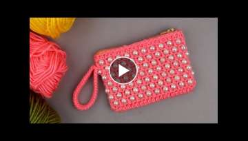How to crochet mini pouch with pearl 