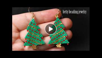 Christmas tree Earring with seedbeads elegant and easy/beading tutorial