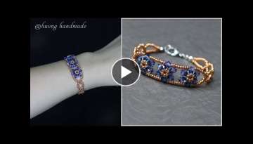 Easy DIY beaded bracelet with bicone crystal beads and seed beads. Beading tutorial