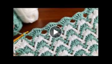 Super Easy Crochet Knitting Baby Blanket - Tığ İşi Çok Kolay Battaniye Yelek Şal Örgü Mod...